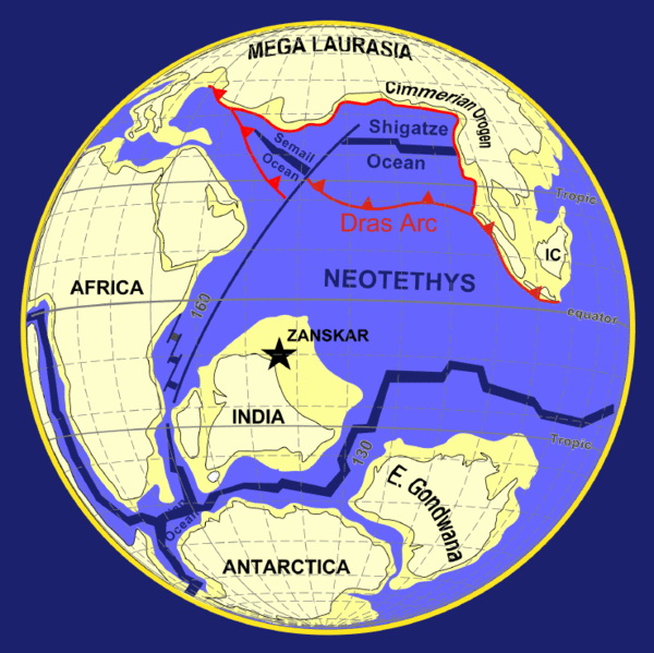 Die Erde etwa 100 Millionen Jahre BC (Quelle: Wikipedia.de)