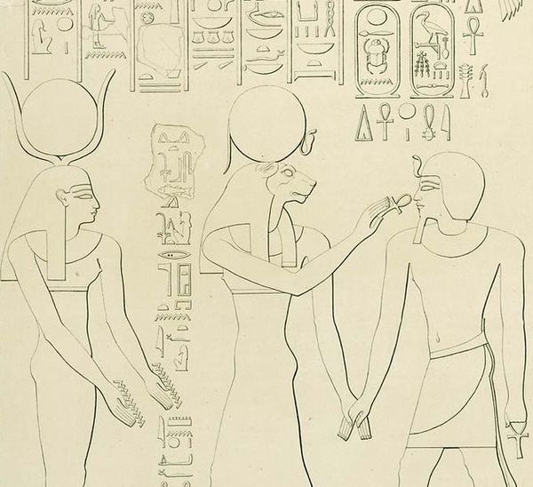 Thutmosis II. vor Sachmet und Hathor.jpg